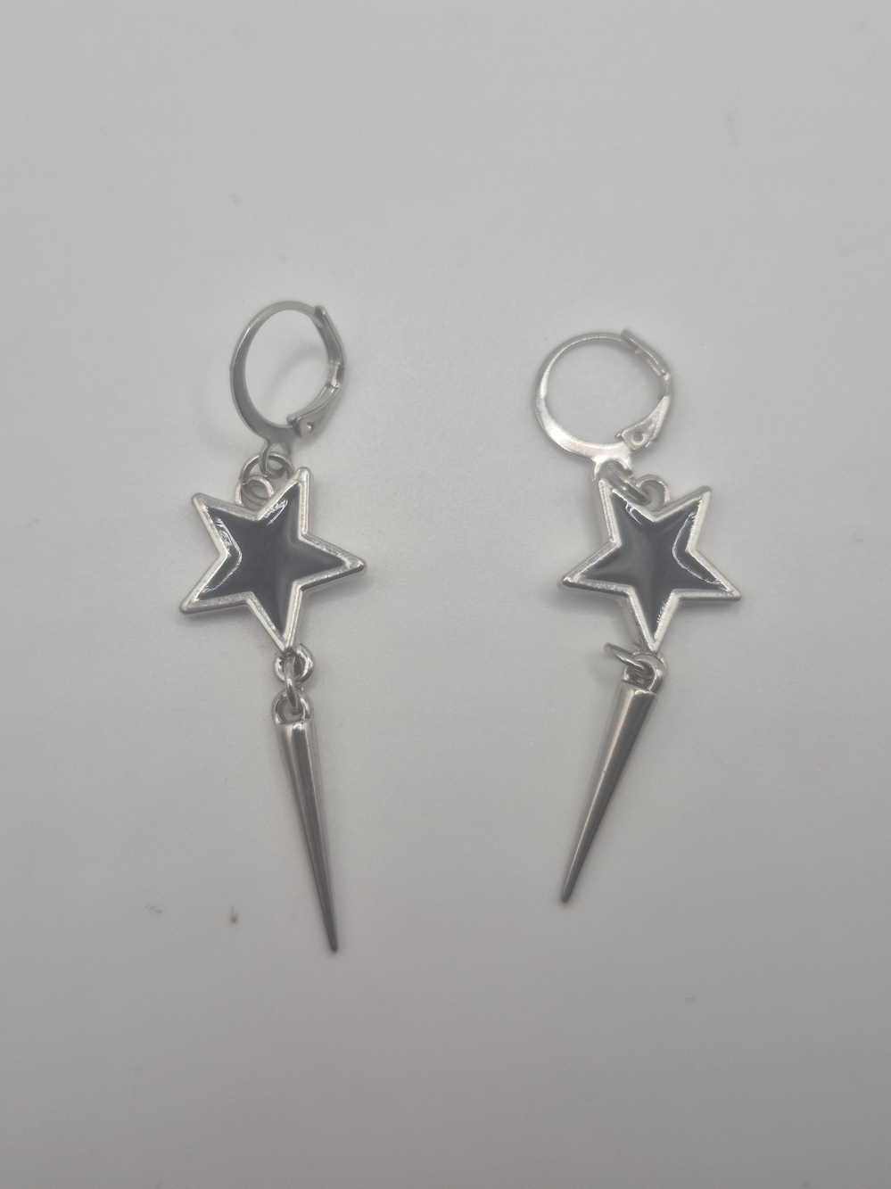 Silver Star Drop Earrings